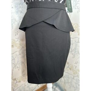 Express‎ Women's Size 8 Peplum Skirt High Waisted Black Pencil Office Party Midi
